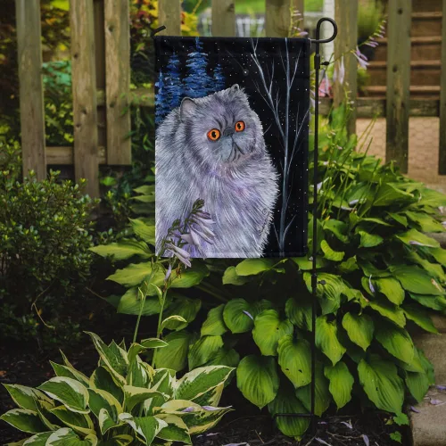 Miniatura 2 de Caroline's Treasures SS8402GF - Bandera de jardín persa con diseño de gato de noche estrellada, bandera decorativa para patio exterior, patio