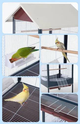 Miniatura 7 de Garvee Jaula para pájaros, jaula para pájaros extra grande de 66 pulgadas de alto, con bandeja extraíble, techo impermeable, fácil de limpiar