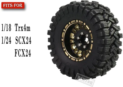Miniatura 2 de Llantas y ruedas de latón completo RC de 1.2 pulgadas Beadlock para auto de oruga RC 1/18 1/24 Trx4m Axial SCX24 FMS FCX24, 4