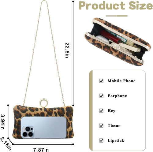 Miniatura 3 de Women Clutch Purse with Chain- Elegant Evening Bag for Wedding, Prom, Cocktail Party & Formal