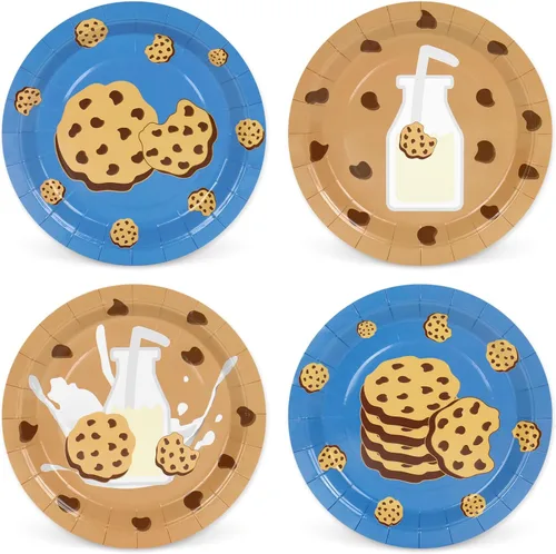 Miniatura 18 de Whaline 40 platos de papel de Navidad, 4 diseños, chinoiserie de porcelana azul y blanca, árbol de Navidad, platos desechables de Papá Noel, vajilla