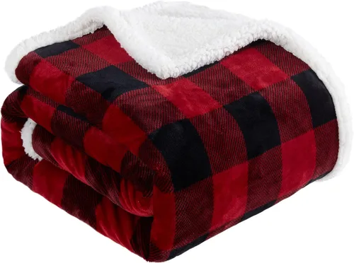 Miniatura 10 de Touchat Manta Sherpa Buffalo a cuadros tamaño individual de 60 x 70 pulgadas, mullida, suave y acogedora, manta de microfibra de felpa de franela