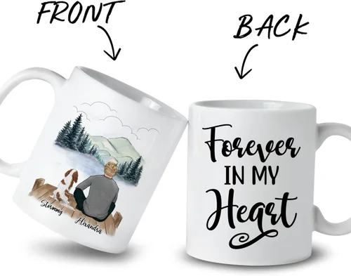 Miniatura 2 de Gossby Taza personalizada para papá con perro, Forever in My Heart, regalo personalizado para hombres amantes de los perros con diseño, nombres, 1