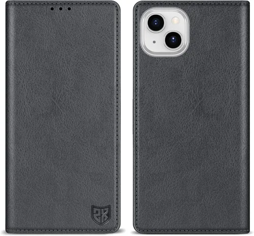Miniatura 10 de ZZXX Funda tipo cartera para iPhone 14 con bloqueo RFID, soporte de ranura para tarjetas, funda protectora de cuero magnético fuerte plegable