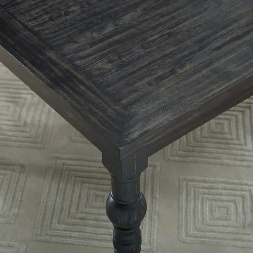 Miniatura 4 de Roundhill Furniture Leviton Urban Style - Juego de comedor de madera lavada oscura: mesa, 4 sillas y banco, gris