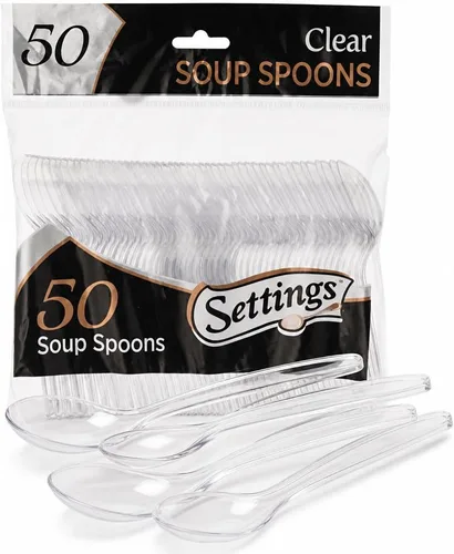 Miniatura 4 de Settings - Cucharas de té desechables de plástico transparente, 50 cucharas de fiesta por paquete