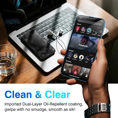 Miniatura 7 de EZ-GLAZ - Paquete de 4 protectores de pantalla para iPhone 13 [6.1"] con paquete de 2 protectores de lente de cámara, dureza 9H+ 12FT grado militar