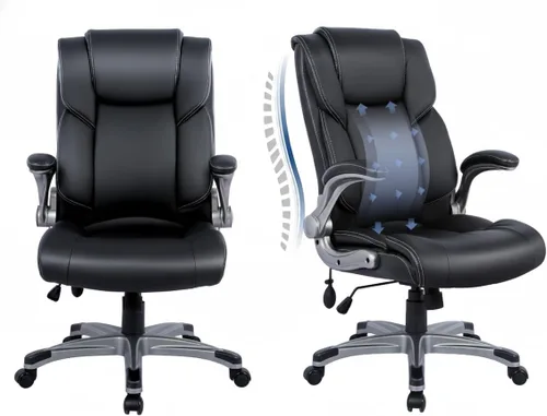 Miniatura 15 de COLAMY Silla Ergonómica de Oficina Ejecutiva con Cuero Sintético Grueso, Reposabrazos Abatibles, Respaldo Alto Ajustable en Altura e Inclinación