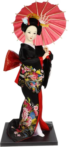 jojofuny Figura de muñeca japonesa de Geisha de 11.22 pulgadas, estatua de muñeca asiática para decoración del hogar y la oficina, cultura japonesa