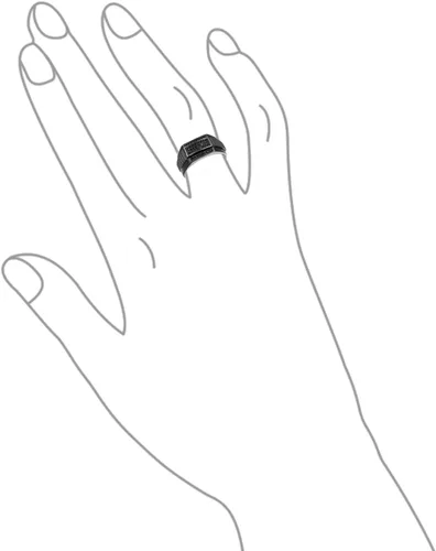 Miniatura 3 de Personalize - Anillo de compromiso con circonita cúbica de micro pavé para hombre, diseño cuadrado de dos tonos, blanco y negro, para hombre, plata