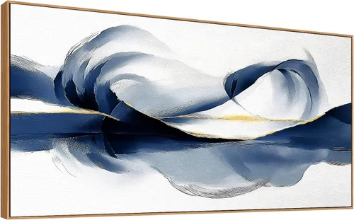 Miniatura 11 de HUADAOART Arte para pared, pintura abstracta, arte moderno, fondo dorado y azul, impresiones en lienzo para sala de estar, dormitorio, obras de arte