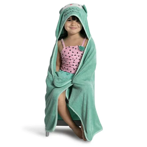 Miniatura 5 de Delta Children Toalla de baño con capucha para niños con bolsillos, súper suave y absorbente, gran regalo para niños y niñas, búho verde azulado