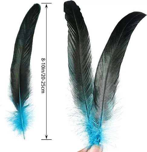 Miniatura 2 de Plumas de cola de gallo azul aguamarina, 100 plumas de cola de gallo de 8 a 10 pulgadas de largo, a granel para capa de chal de plumas, costura