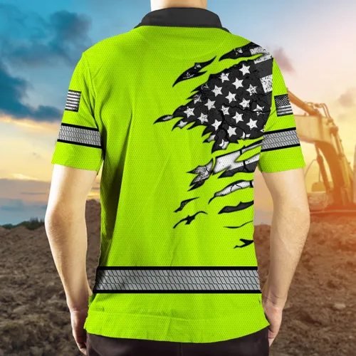 Miniatura 5 de Polo reflectante con bandera de camuflaje de alta visibilidad para hombres y mujeres, polo de seguridad para trabajo, patriótico Polo 03