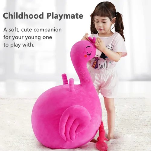 Miniatura 5 de iPlay, iLearn Bouncy Pals - Pelota inflable de flamenco para niños, juguetes inflables para saltar de animales que rebotan, gorila de felpa rosa