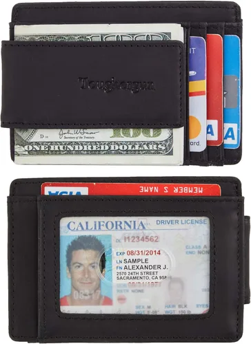 Miniatura 2 de Toughergun Billetera magnética con bolsillo frontal de cuero auténtico con bloqueo RFID talla única