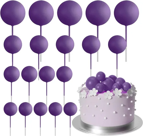 Miniatura 17 de ASTARON 20 piezas de decoración de bolas para pastel, mini globos, decoraciones de pastel, palos, bolas negras, decoraciones de pastel