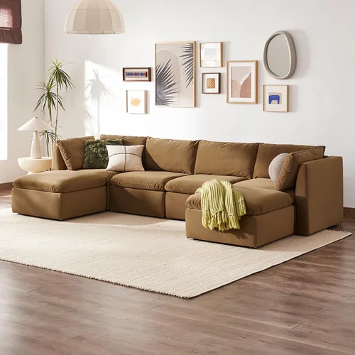 Miniatura 21 de mopio Sofá Seccional Modular de Gran Tamaño con Fundas Completamente Extraíbles y Almacenamiento, Convertible en Forma de U, en Forma de L
