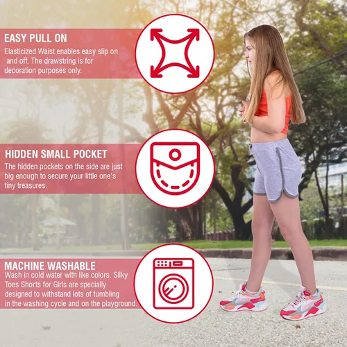 Miniatura 6 de Silky Toes Pantalones cortos deportivos de delfín para niñas, de algodón, para correr y gimnasio