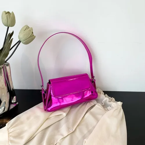 Miniatura 5 de Bolso de noche metálico plateado para mujer, Y2K, bolso de hombro de cuero plateado brillante para baile de graduación, boda, fiesta