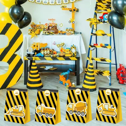 Miniatura 2 de 24 piezas de suministros de fiesta de cumpleaños para niños con temática de camiones de construcción