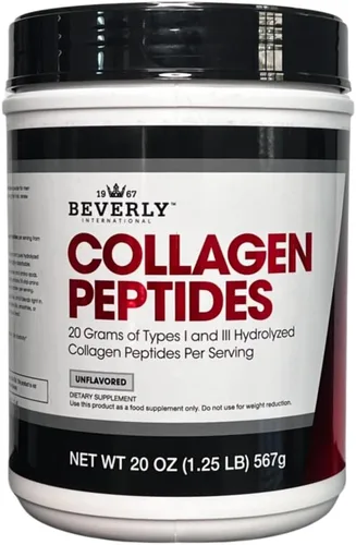 Beverly International Polvo de proteína de péptidos de colágeno. Aspecto juvenil: piel, cabello, uñas, huesos y salud de las articulaciones. Fácil