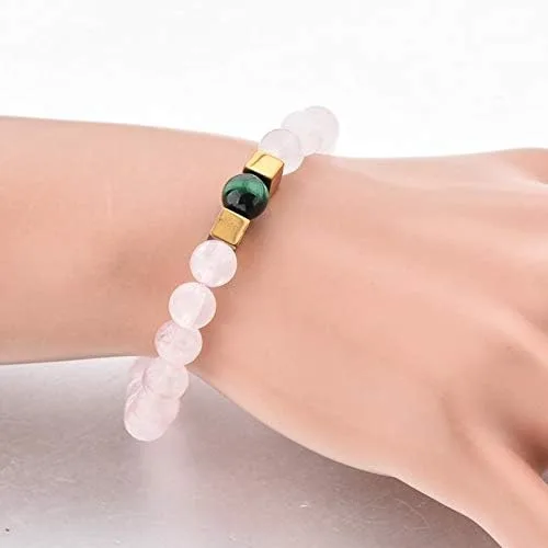 Miniatura 5 de 0.315pulgadas, chacras protectores y brazalete curativo para hombres o mujeres amatista, cuarzo rosa, howlita, ágata de musgo, y Mai Fan