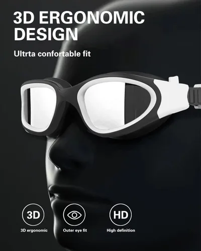 Miniatura 6 de Gafas de natación polarizadas, gafas de natación para hombres, mujeres y adultos, protección antivaho y UV Polarizado + espejo plateado