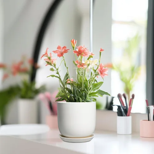 Miniatura 6 de Maceta de Cerámica para Plantas de Interior de 5 Pulgadas - Maceta Redonda para Plantas Suculentas con Agujero de Drenaje y Platillo, Decoración