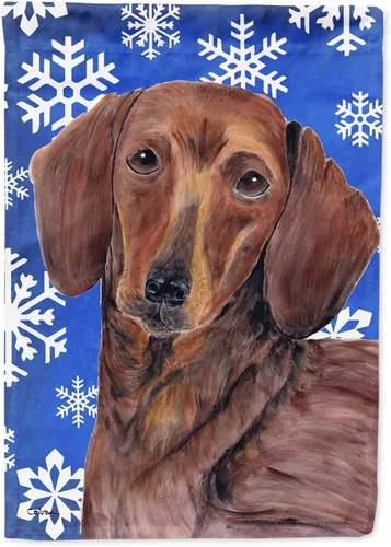 Miniatura 292 de Caroline's Treasures SC9374GF Bulldog English Snow flakes Holiday Garden Flag Buzón Bandera decorativa para patio exterior, patio, obras de arte