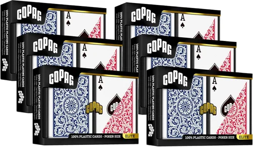 Miniatura 9 de Copag 1546 Design - Juego de cartas 100% de plástico, tamaño de póquer (estándar) rojo/azul (índice jumbo, 1 juego)