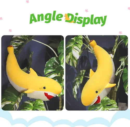 Miniatura 3 de PEACH CAT Peluche de tiburón de plátano de 21 pulgadas, grande, animal de peluche de plátano suave, regalos para niños, amarillo
