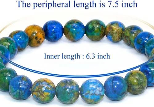 Miniatura 3 de DAZCOLO - Pulsera de gemas hecha a mano de 7,5 pulgadas, piedras preciosas elásticas de 8 mm, cuentas redondas, cristales de cuarzo, unisex