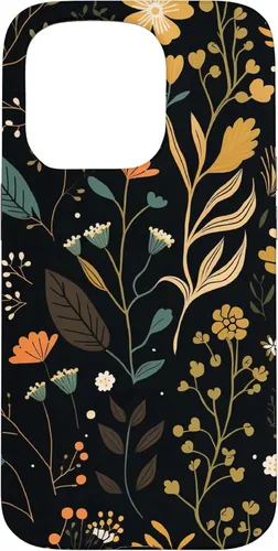 Miniatura 14 de Funda negra para iPhone 12/12 Pro con diseño floral, estética, simple, bohemio, moderno, flores botánicas