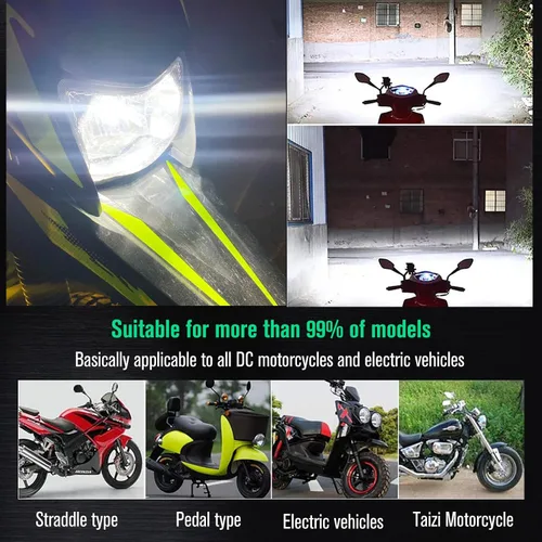 Miniatura 6 de 2 piezas 9-48V Bombillas LED para ATV Blancas, 1800LM Haz Alto-Bajo 4COBs H6M P15D Bombillas LED para Motocicleta, Yamaha, ATVS YFM350 450 400 660