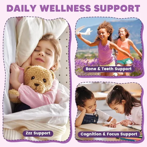 Miniatura 7 de Gomitas de glicinato de magnesio para niños y adultos, suplemento de magnesio de 400/200 mg con L-teanina, manzanilla, D3 y K2, gomitas para dormir
