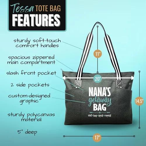 Miniatura 89 de Brooke & Jess Designs Bolso de mano para la abuela – Bolso de lona resistente con cremallera y bolsillo interior para la abuela para uso diario