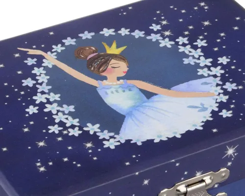 Miniatura 8 de Jewelkeeper Joyero musical de bailarina con 2 cajones extraíbles, diseño de purpurina, tono de lago de cisne, Metal Madera