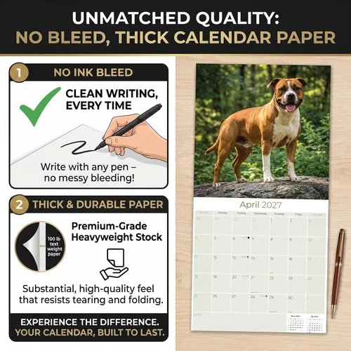 Miniatura 6 de Calendario 2025 2026 de American Staffordshire Terrier – Calendario mensual de pared de raza de perro – 12" x 24" abierto – Papel grueso sin
