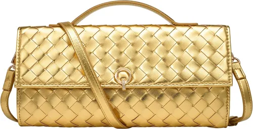 Miniatura 10 de CHUNLI Bolsos de mano tejidos elegantes para mujer, bolsos cruzados de diseñador con asa superior, bolso formal de piel sintética de noche