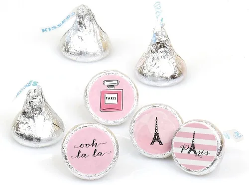 Big Dot of Happiness París, Ooh La La - París temática de baby shower o fiesta de cumpleaños redonda calcomanías adhesivas – Etiquetas para dulces