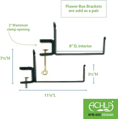 Miniatura 3 de Achla Designs SFB-01C Caja de flores con abrazadera, soporte de cubierta de 6 pulgadas, negro