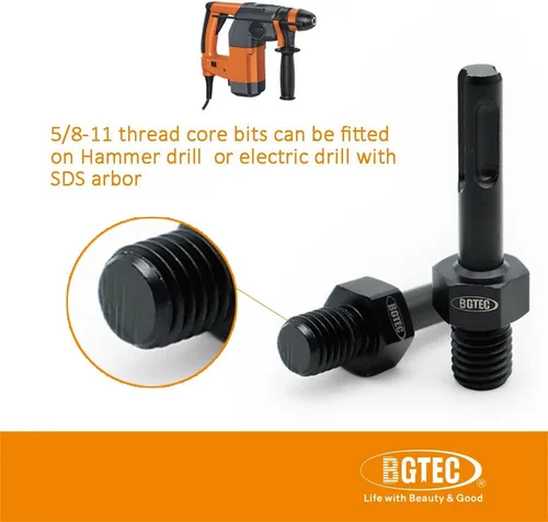 Miniatura 3 de BGTEC Adaptador de taladro de núcleo 5/8 "-11 rosca macho a SDS Plus vástago para taladro de martillo, perforación de núcleo de taladro de martillo