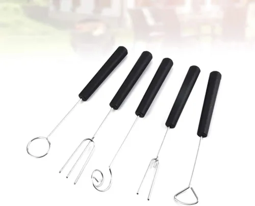 Miniatura 9 de 5 uds de acero inoxidable chocolate tenedor tenedor fondue caramelo caker frutos secos fruta DIY decoración herramienta (plata)