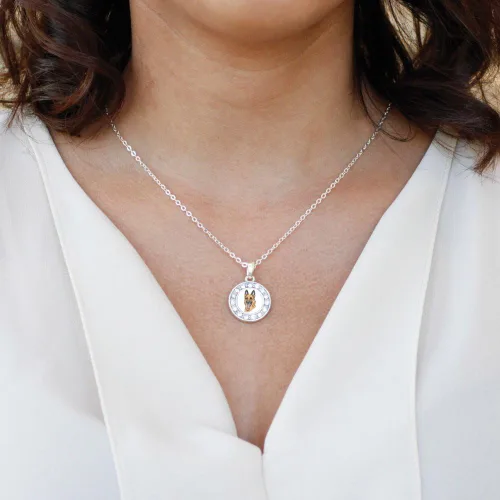 Miniatura 3 de Inspired Silver - Collar de plata con dije circular de 18 pulgadas con joyas de circonita cúbica