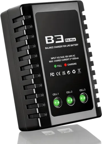 Cargador de Batería LiPo 2S-3S RC Cargador de Balance Compacto para Baterías LiPo 7.4-11.1V (Negro)