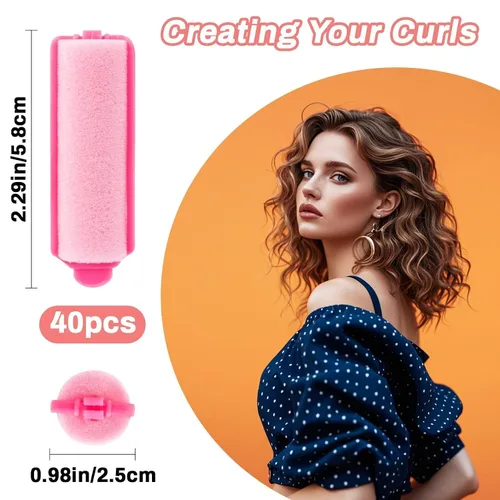 Miniatura 2 de MAQIHAN 40 rodillos de espuma para el cabello - rodillos de esponja de 0.98 pulgadas para rizadores de cabello sin calor para cabello corto/largo