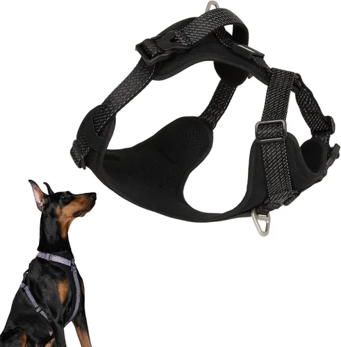 Miniatura 16 de Arnés reflectante para perro para todo tipo de clima, sin tirones, con código QR, antipérdida, ajustable, de liberación rápida, arnés acolchado