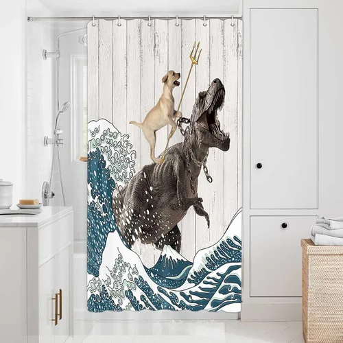 Miniatura 12 de Boziqr Divertidas cortinas de ducha para baño, bonita cortina de baño de elefante, luna, bosque, decoración rústica de granja, tela de poliéster
