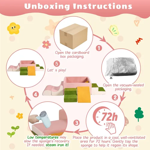 Miniatura 6 de Bloques modulares de escalada de espuma 30D de alta densidad de 6 piezas para niños pequeños de 6 a 24 meses, juego suave certificado OEKO-TEX